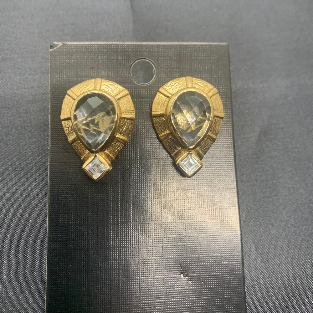 Melinda Maria Upside Down Clear Teardrop Studs